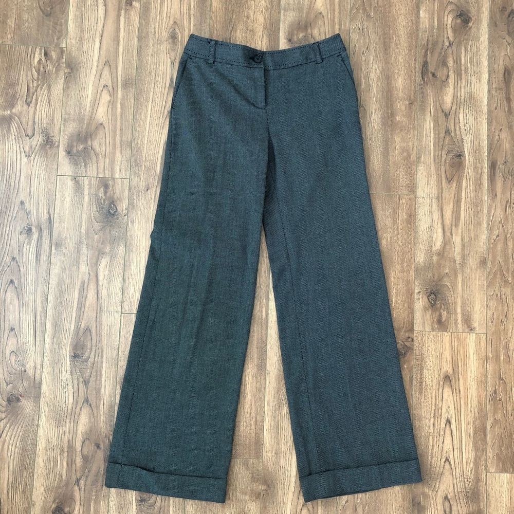 White House Black Market legacy wide leg trouser pants black with white size 2R